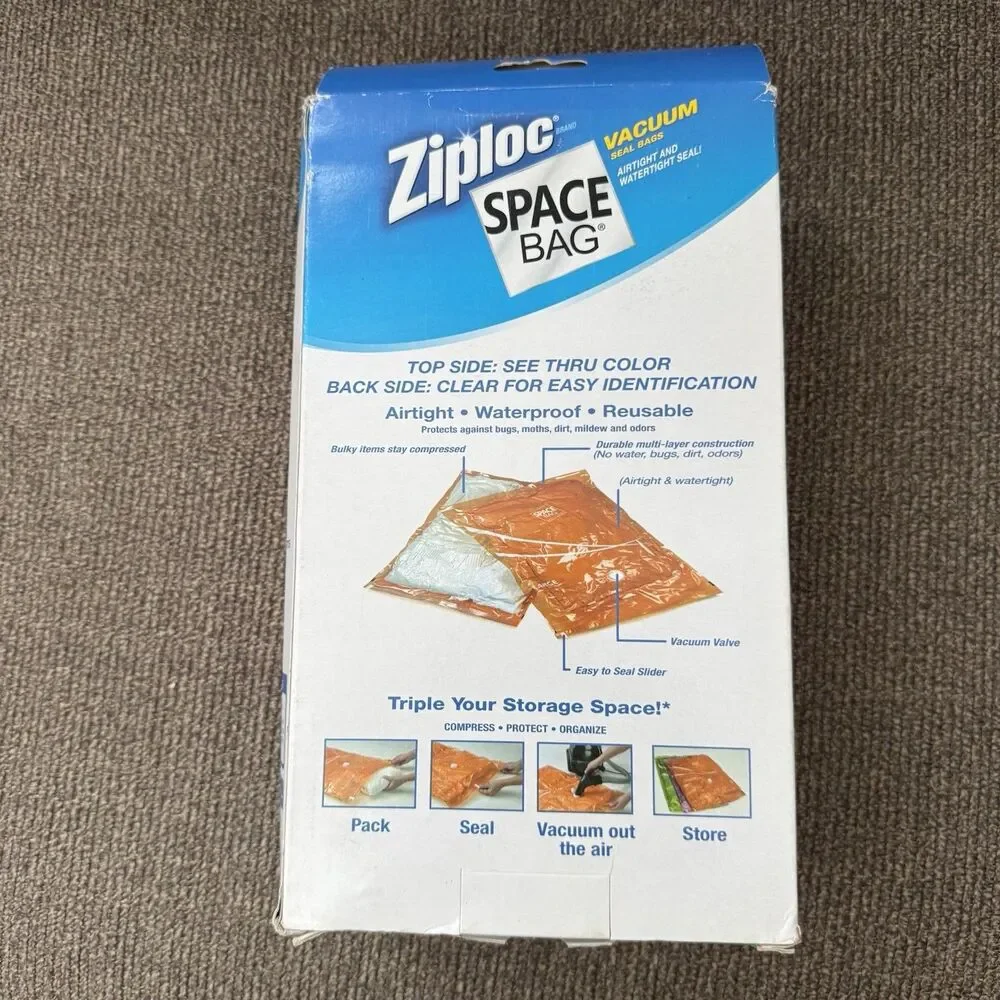 Rare Ziploc Space Bags Large 3 Pack Compression Storage Bags 21.5 x 33.5